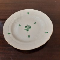 Herendi ZV zöld virágmintás porcelán félmély tányér