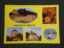 Postcard, Baranya County, Mosaic, Abaliget, Pécs, Sikonda, Orfű, Mecseknádasd, 1979-