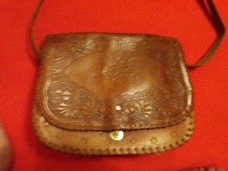 Antik bőr tarsolyforma eredeti ZIEGLER (SZEGED) bőrdíszműves táska 30 x 26 cm a képek szerint
