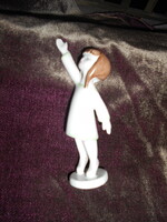 Hollóházi Káldor Aurél  kézzel festett   porcelán integető lány