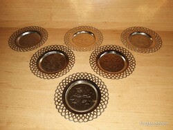 Retro fém kistányér, 6 db egyben - átm. 12 cm (KV)