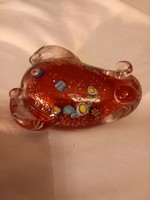Muránói MURANO Piros Béka  Levélnehezék Figura Szobor