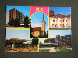Képeslap,Bük gyógyfürdő,mozaik,Szapáry kastély,SZOT üdülő,szálló látkép,részlet, 1986-