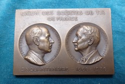1936 FRANCIA LÖVÉSZTÁRSASÁG emlékplakett