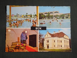 Képeslap,Bük gyógyfürdő,mozaik,Szapáry kastély,SZOT üdülő,szálló látkép,részlet, 1979-
