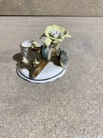 Porcelán gyertya tartó, virággal, AXA jelzéssel. 2146