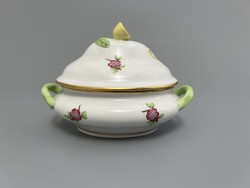 Herendi mallow-patterned bonbonier with lemon tongs