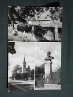 Képeslap,Csokonyavisonta,mozaik,gyógyfürdő forrás,templom,Kossuth szobor látkép,részlet,1959-