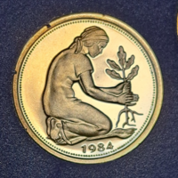 RITKA! fél márka, 1984. Verdejel "F"  forgalmi sorból  UNC PP.  (3)