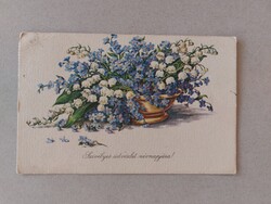 Régi virágos képeslap nefelejcs