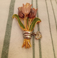 Kenneth Cole vintage zománcos tulipán bross