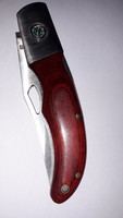 Fa nyelű acél pengés fém rátét+ biztonsági zár+ iránytű bicska zsebkés 19cm-9cm penge képek szerint