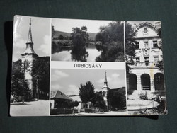 Képeslap,Dubicsány,mozaik,templom,Vay-kastély,park,SZOT üdülő látkép,részlet,1976-