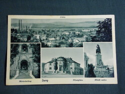 Képeslap,Dorog,mozaik,Mária barlang,városháza,Hősök szobra emlékmű látkép,Barasits Bp. kiadás, 1939-