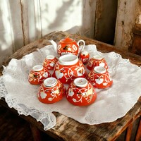 9 db-os gyönyörű üzbég kézzel festett orosz teás készlet +kínáló tál,sószóró - Usbekische Teeset