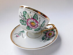 Orbán Gizi kézzel festett vadrózsás mokkás szett