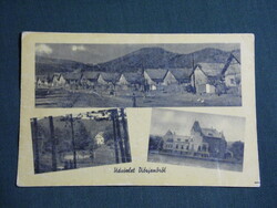 Képeslap,Diósjenő,mozaik,Sváb kastély,falu utca látkép,részlet 1956-