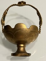 Kicsi réz kosárka, kézműves darab, 9 cm magas