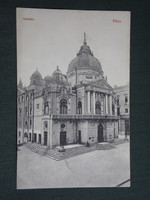 Képeslap,Pécs,Király utca,Nemzeti színház látkép,részlet,Fürst Lipót dohányárus kiadás Pécs,1909-