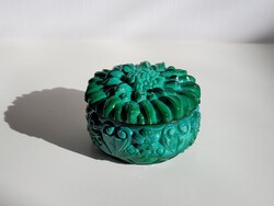 Old curt schlevogt czechoslovak bohemia green malachite glass bonboniere malachite jewelry box