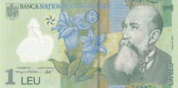 ROMÁNIA, 1 leu (2018)_UNC polimer
