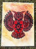 Bagoly-Indián totem / festmény.