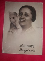 Antik fotó :Szeretettel Margit néni Halmi fotó műhelyéből képeslap méret a képek szerint