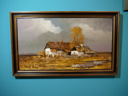 Puskás Imre - "Tanyán" (50 x 90 olaj / farost)