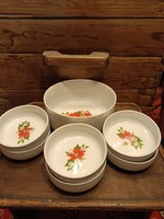 Zsolnay mikulásvirágos porcelán kompótos készlet x