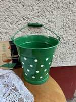 Zöld pöttyös pettyes  zománcos zománcozott vödör veder   konyha lakberendezés