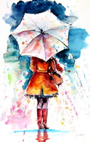 Autumn walk II- watercolor painting / Őszi séta II - akvarell festmény