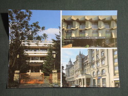 Képeslap,Debrecen,mozaik,Strandfürdő,Termal Hotel,Arany Bika szálló,üdülő látkép,részlet, 1986-