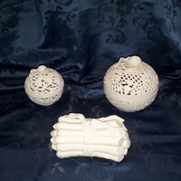 Herendi porcelán bonbonier, fedeles doboz, 3 db együtt