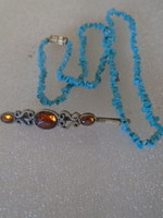 100% Natural mineral necklace made of turquoise stone in the most beautiful color