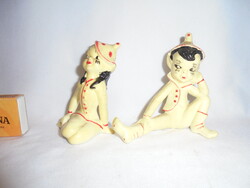 Régi Harlekin bohóc figura - fiú, lány együtt