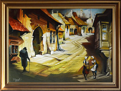 Fassel-L'ousa Ferenc (1915-2009) Generációk - kerettel 64x84 cm- alkotás 50x70cm - RI2588-289