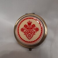 Népi motívumos,nagyítós,retikül pipere tükör.