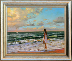 Hornyik Zoltán: Napnyugta - kerettel 52x62 cm - alkotás 40x50cm - 2321/159