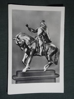 Képeslap,CM,bélyeg,alkalmi bélyegzés,Pécs Hunyadi János szobor, 1956-