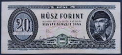 Nyomdahibás! 20 Forint 1975, EF, felfelé tolódott hátlapi nyomat.