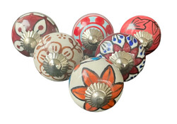 S6-50  Vintage stílusú porcelán bútorgomb szett (6 db-os)