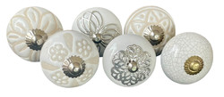 S6-45 Vintage stílusú porcelán bútorgomb szett (6 db-os)