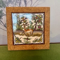 Régi parafa alátét vadász jelenetes csempével 20,5 x20,5 cm edény alátét