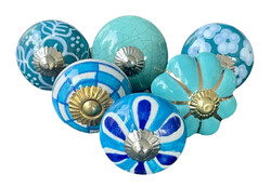 S6-46 Vintage stílusú porcelán bútorgomb szett (6 db-os)