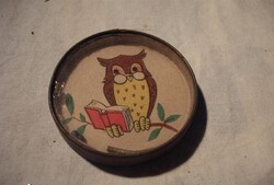 Retro baglyos, türkös trafik játék, fém (1126)