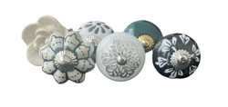 S6-17 Vintage stílusú porcelán bútorgomb szett (6 db-os)