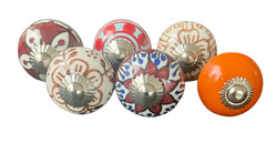 S6-51  Vintage stílusú porcelán bútorgomb szett (6 db-os)