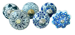 S6-44 Vintage stílusú porcelán bútorgomb szett (6 db-os)