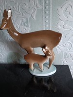 Régi Zsolnay porcelán őzgidák kék őt tornyos jelzés