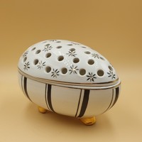 Ritka gyűjtői FIM Budapest Porcelángyár ( Budapesti Zsolnay) csíkos  tojás bonbonier